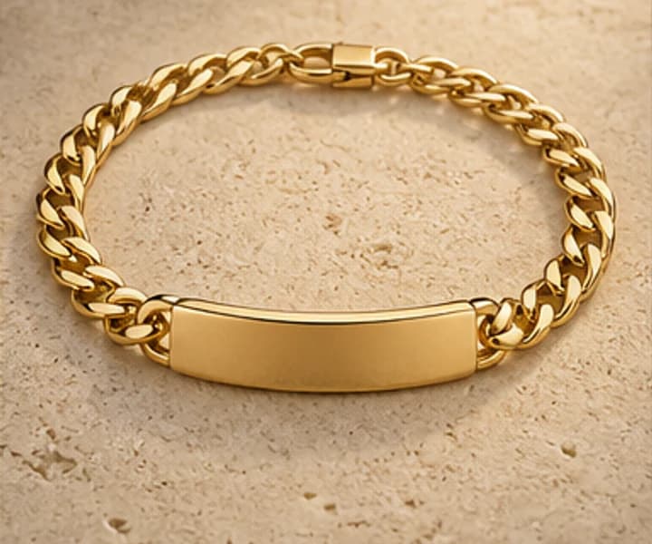 Illustrative gold ID bracelet with an unengraved plate