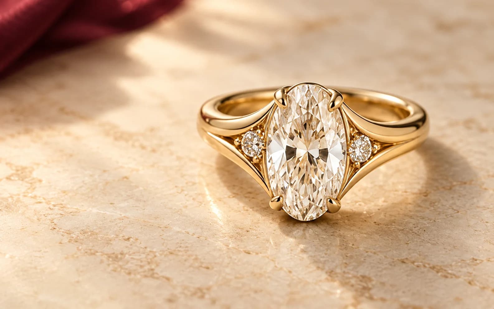 Illustrative oval gold ring resolving from its matching graphite sketch