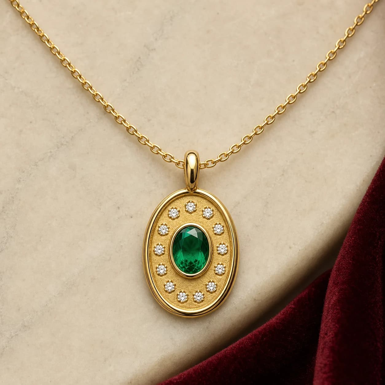 An emerald-necklace sketch beside a developed jewelry direction