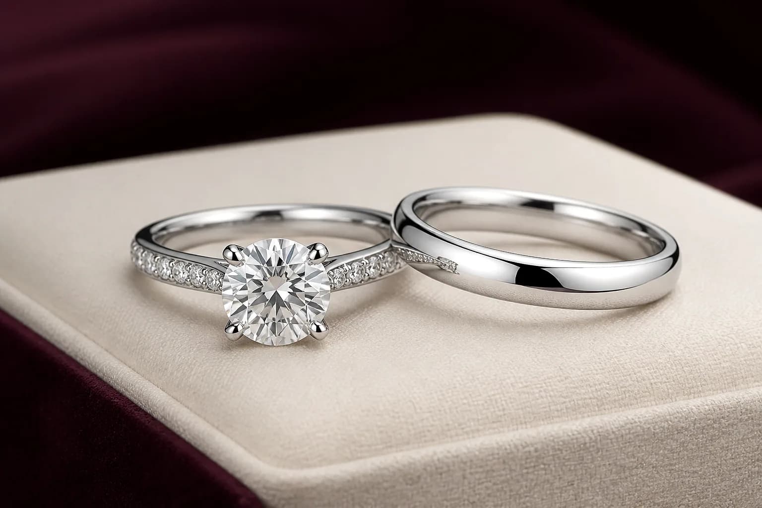 Jewelry shown in a 14K white-gold direction under neutral light