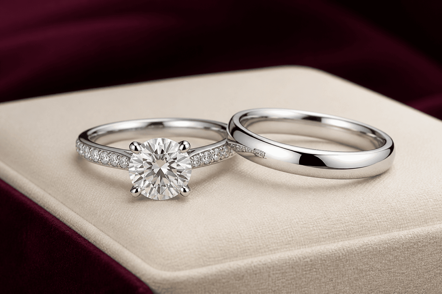 Jewelry shown in a platinum direction with close surface and color context