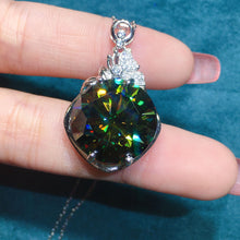Load image into Gallery viewer, 15 Carat Dark Green Round Cut Pendant Certified VVS Moissanite Necklace