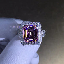 Load image into Gallery viewer, Beautiful 6 Carat Light Champagne Pink Emerald Cut VVS Moissanite Ring