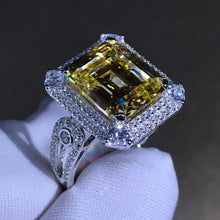 Load image into Gallery viewer, 6 Carat Radiant Cut Moissanite Ring Vivd Yellow VVS Double Halo Split Shank