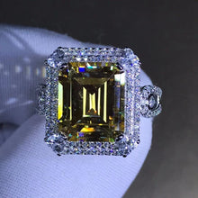 Load image into Gallery viewer, 6 Carat Radiant Cut Moissanite Ring Vivd Yellow VVS Double Halo Split Shank