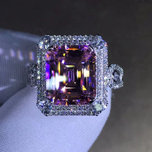 Load image into Gallery viewer, Beautiful 6 Carat Light Champagne Pink Emerald Cut VVS Moissanite Ring