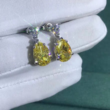 Load image into Gallery viewer, 4 Carat Pear cut Yellow VVS Moissanite Drop Earrings