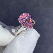 Load image into Gallery viewer, 6 Carat Pink Pear Cut Moissanite 5 Claw Basket French Pave VVS Ring