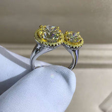 Load image into Gallery viewer, 5 Carat Round Cut Moissanite Ring Vivid Yellow VVS 2 Stone Double Floating Halo