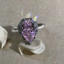 Load image into Gallery viewer, 4 Carat Pink Pear Cut Halo Cathedral Pinched Shank Moissanite Ring