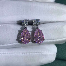Load image into Gallery viewer, 4 Carat Pear Cut Pink VVS Moissanite Drop Earrings