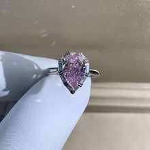 Load image into Gallery viewer, 4 Carat Pink Pear Cut Halo Cathedral Pinched Shank Moissanite Ring