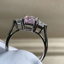 Load image into Gallery viewer, 1 Carat Pink Radiant Cut Three Stone Cathedral VVS Lab Grown Sapphire Ring