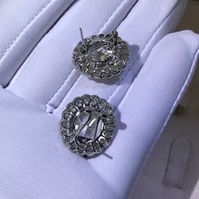 Load image into Gallery viewer, 15 Carat TW K-M Colorless Oval Cut Halo VVS Simulated Moissanite Omega Clip Back Stud Earring