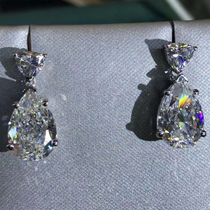 4 Carat Pear cut Colorless VVS Simulated Moissanite Drop Earrings