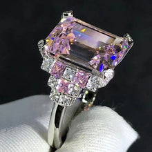 Load image into Gallery viewer, 5 Carat Pink Emerald Cut Bead-set Plain Shank VVS Moissanite Ring