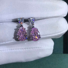 Load image into Gallery viewer, 4 Carat Pear cut Light Champaign Pink VVS Simulated Moissanite Drop Earrings
