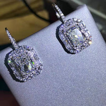 Load image into Gallery viewer, 2 Carat Radiant Cut K-M Colorless Halo Moissanite Lever Back Earrings