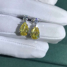 Load image into Gallery viewer, 4 Carat Pear cut Yellow VVS Simulated Moissanite Drop Earrings
