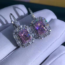 Load image into Gallery viewer, 2 Carat Radiant Cut Pink Halo Moissanite Lever Back Earrings