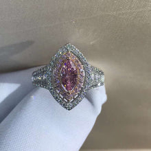 Load image into Gallery viewer, 1 Carat Pink Marquise Cut Floating Double Halo Split Shank VVS Moissanite Ring