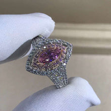 Load image into Gallery viewer, 1 Carat Pink Marquise Cut Floating Double Halo Split Shank VVS Moissanite Ring