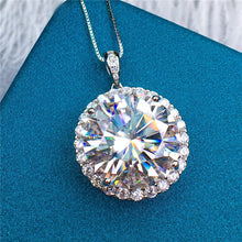 Load image into Gallery viewer, 10 Carat D Color Round Cut Halo Certified VVS Moissanite Necklace