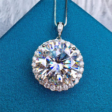 Load image into Gallery viewer, 10 Carat D Color Round Cut Halo Certified VVS Moissanite Necklace