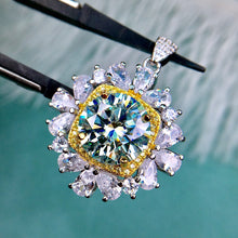 Load image into Gallery viewer, 5 Carat D Color Round Cut Two-tone Square Halo Snowflake VVS Moissanite Necklace