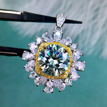 Load image into Gallery viewer, 5 Carat D Color Round Cut Two-tone Square Halo Snowflake VVS Moissanite Necklace