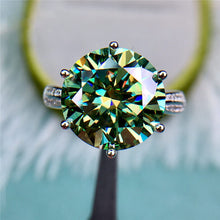 Load image into Gallery viewer, 6 Carat Green Round Cut 6 Prong Double Row Bead-set VVS Moissanite Ring