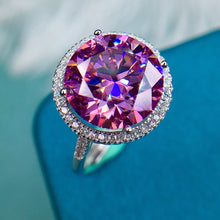 Load image into Gallery viewer, 5 Carat Pink Round Cut Thin Band Floating Halo French Pave VVS Moissanite Ring