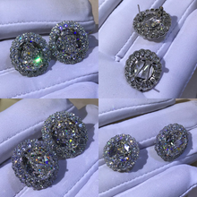 Load image into Gallery viewer, 15 Carat TW K-M Colorless Oval Cut Halo VVS Moissanite Omega Clip Back Stud Earring