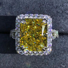Load image into Gallery viewer, 6 Carat Radiant Cut Moissanite Ring Vivid Yellow VVS Halo Infinity Shank