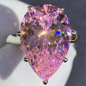 Solitaire Style Impressive Big Marquise Shape Light Pink Gemstone Ring In  925 SS