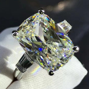 BIG 6 Carat Cushion Cut Moissanite Ring Vivid Yellow VVS Three Stone