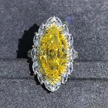 Load image into Gallery viewer, 10 Carat Crushed Ice Marquise Moissanite Ring Vivid Yellow VVS Two-tone Double Halo