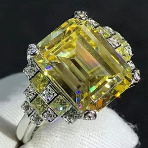 5 Carat Pink Emerald Cut Bead-set Plain Shank VVS Moissanite Ring