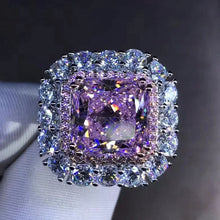 Load image into Gallery viewer, 6 Carat Pink Double Prong Cushion Cut Halo VVS Moissanite Ring