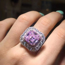 Load image into Gallery viewer, 6 Carat Pink Double Prong Cushion Cut Halo VVS Moissanite Ring