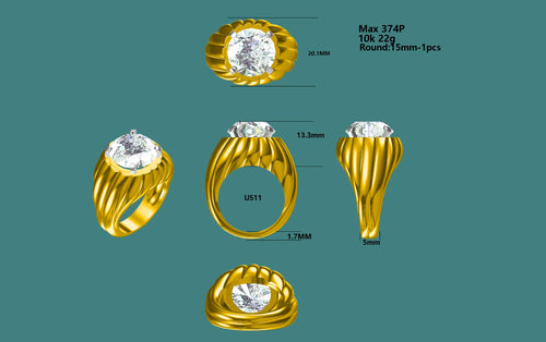 12 Carat Round Cut Moissanite Ring VVS D Color