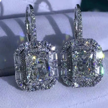 Load image into Gallery viewer, 2 Carat Radiant Cut K-M Colorless Halo Moissanite Lever Back Earrings