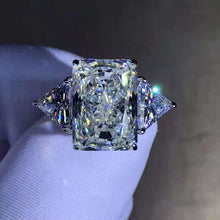 Load image into Gallery viewer, 6 Carat Radiant Cut Moissanite Ring Vivid Yellow VVS 4 Claw Three Stone