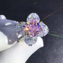 Load image into Gallery viewer, 5 Carat Cushion Marquise Moissanite Ring Vivid Yellow VVS 9 Stone Flower Halo Bead-set