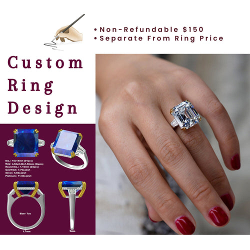 Customize Moissanite or Lab Grown Gemstone Rings 10K, 14K, 18K Gold, Platinum 950