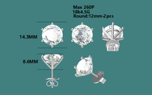 Load image into Gallery viewer, 13mm 4-Prong Round Cut Stud D Colorless Moissanite Earrings - Custom Order