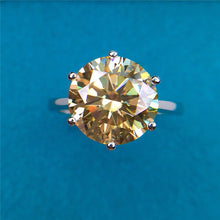 Load image into Gallery viewer, 5 Carat Round Cut Moissanite Ring 6 Prong Solitaire Certified VVS Yellow