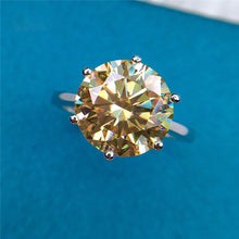 Load image into Gallery viewer, 5 Carat Round Cut Moissanite Ring 6 Prong Solitaire Certified VVS Yellow