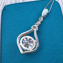 Load image into Gallery viewer, 5 Carat D Color Round Cut Floating Tear Halo Pendant VVS Moissanite Necklace