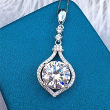 Load image into Gallery viewer, 5 Carat D Color Round Cut Floating Tear Halo Pendant VVS Moissanite Necklace